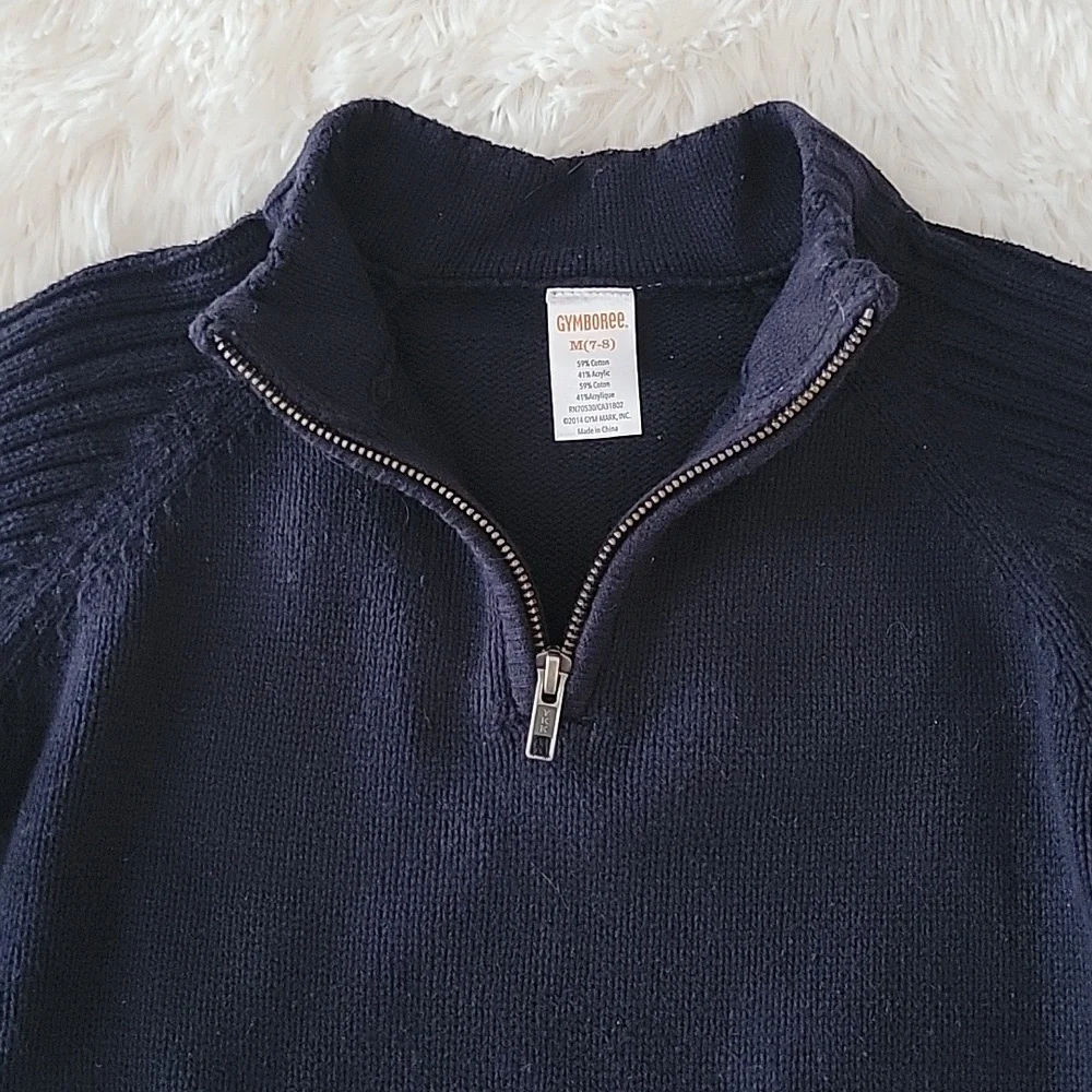 Gymboree Navy Quarter Zip Pullover Sweater Boys Size 7/8